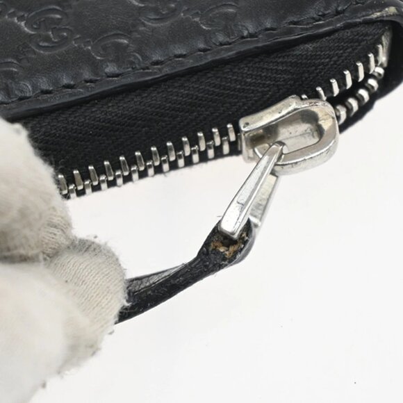 GUCCI Micro Guccissima GG Pattern Zip Around Long Wallet Leather Black - Picture 7 of 15